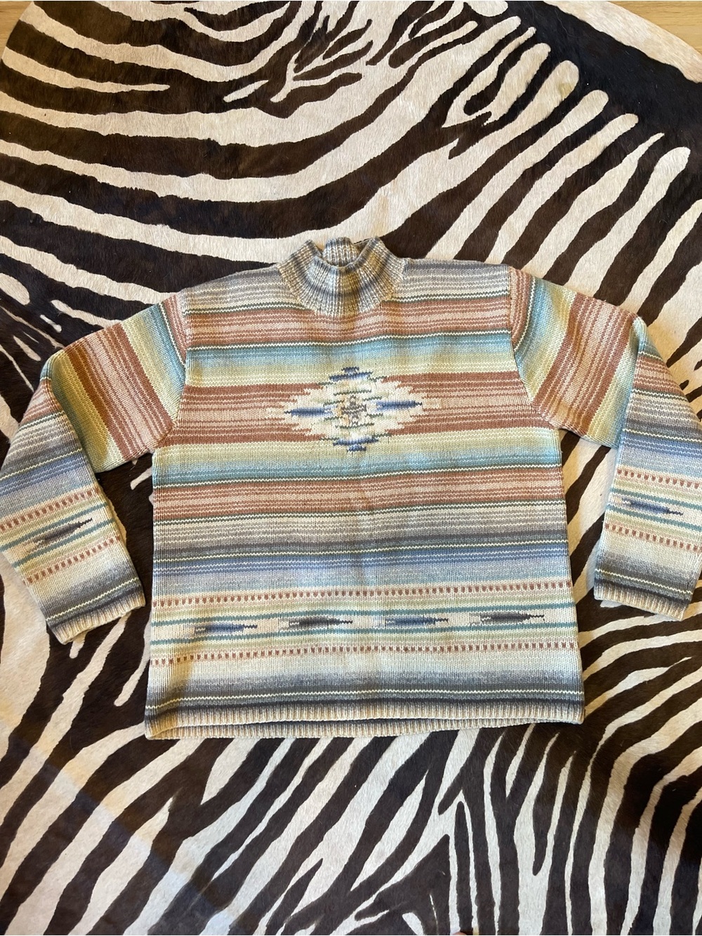 Ralph Lauren Rate Vintage Southwestern Stripe Mock Neck Sweater - Picture 4 of 7